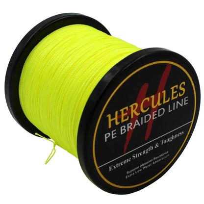 4-Strand Braided Fishing Line – Fluorescent Yellow, 6-100lb, 100-2000m