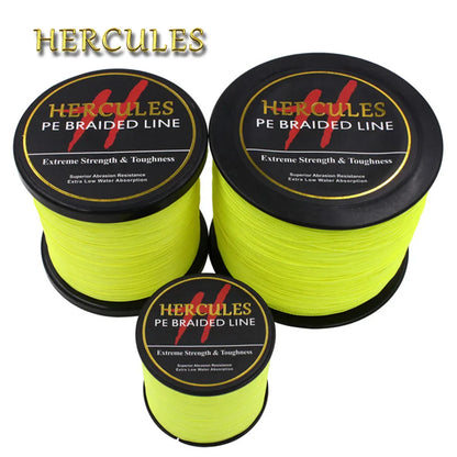4-Strand Braided Fishing Line – Fluorescent Yellow, 6-100lb, 100-2000m