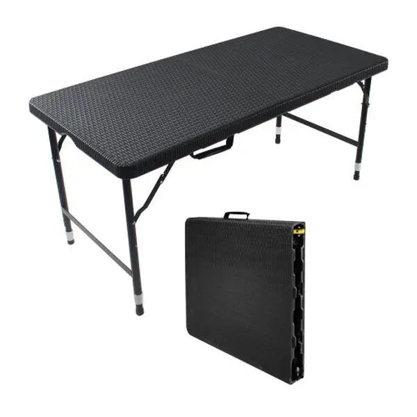 4ft Portable Folding Rattan Table – Indoor & Outdoor Plaited Brown