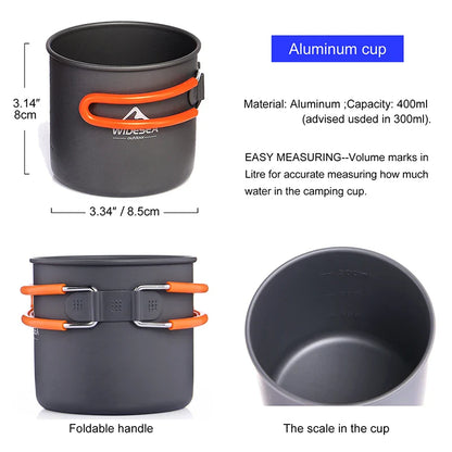 Aluminum Alloy Camping Cookware Set – 1L, Foldable, Tableware Included, Serves 3