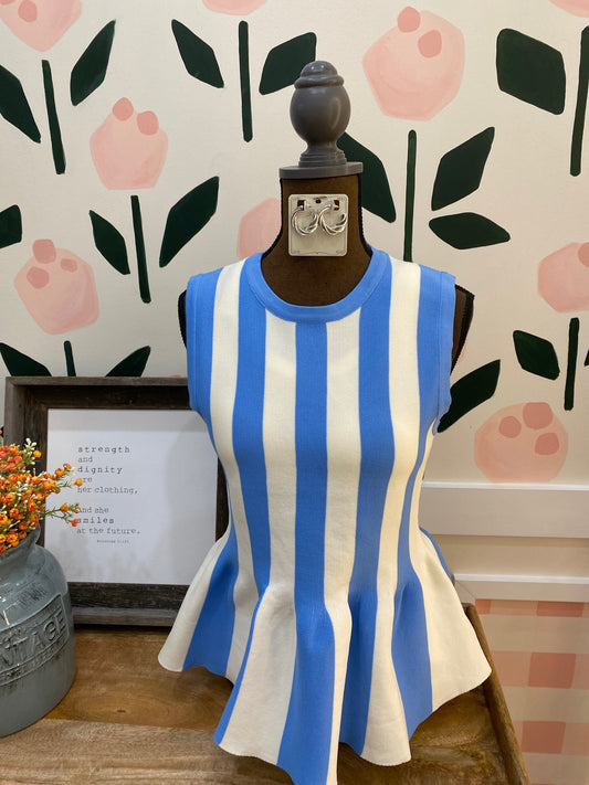 Blue stripped peplum top