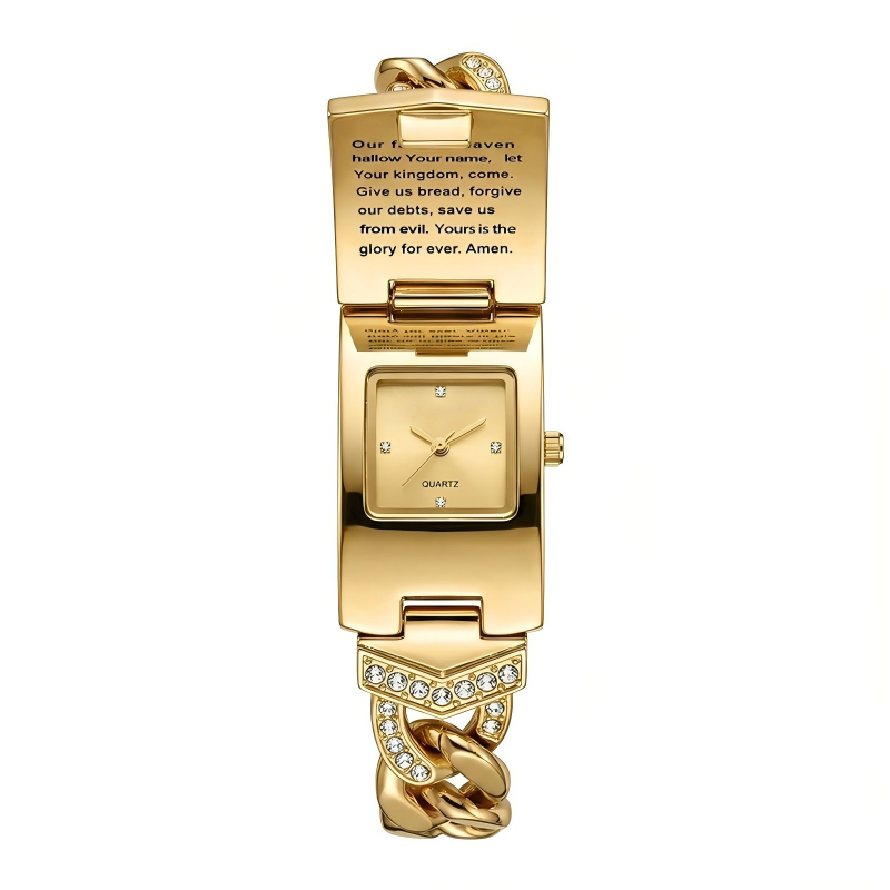 Sparkling Crystal Cross Watch‚ÄîGeometric Rectangular Dial, Premium Metal Strapüíé