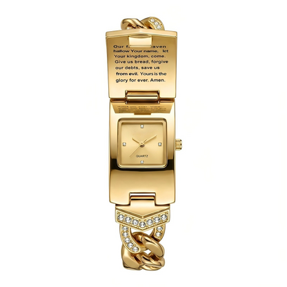 Sparkling Crystal Cross Watch‚ÄîGeometric Rectangular Dial, Premium Metal Strapüíé
