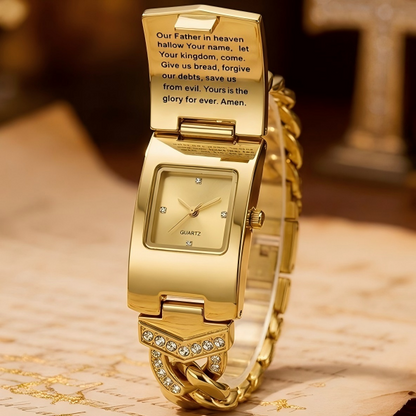 Sparkling Crystal Cross Watch‚ÄîGeometric Rectangular Dial, Premium Metal Strapüíé