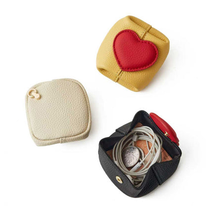 Top-Grain Leather Mini Wallet with a Hint of Heartüíù
