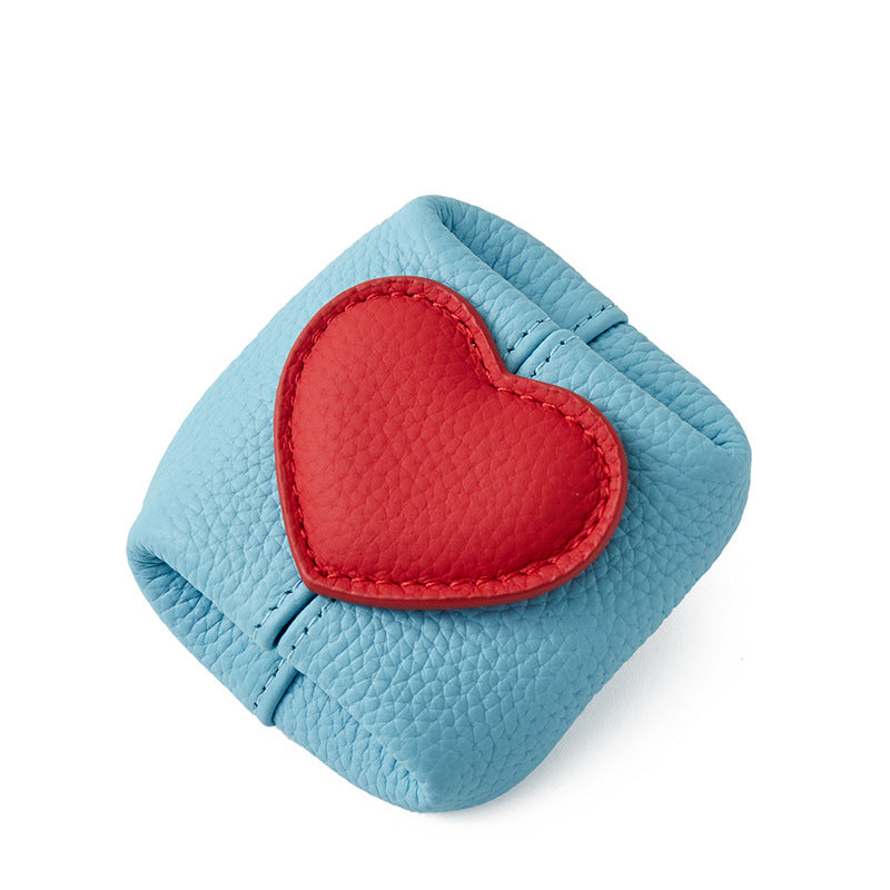 Top-Grain Leather Mini Wallet with a Hint of Heartüíù
