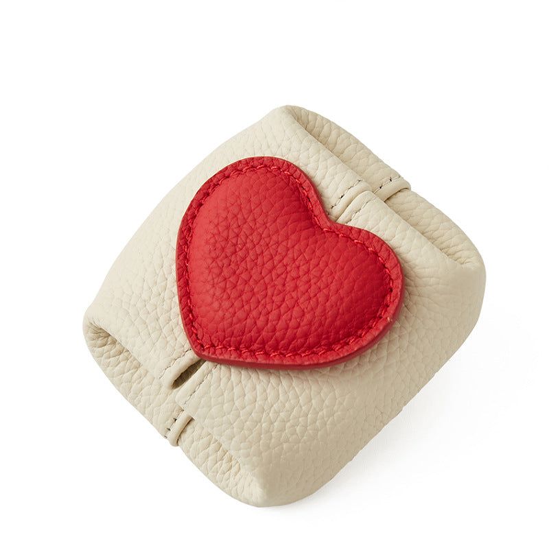Top-Grain Leather Mini Wallet with a Hint of Heartüíù