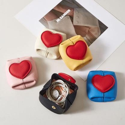Top-Grain Leather Mini Wallet with a Hint of Heartüíù