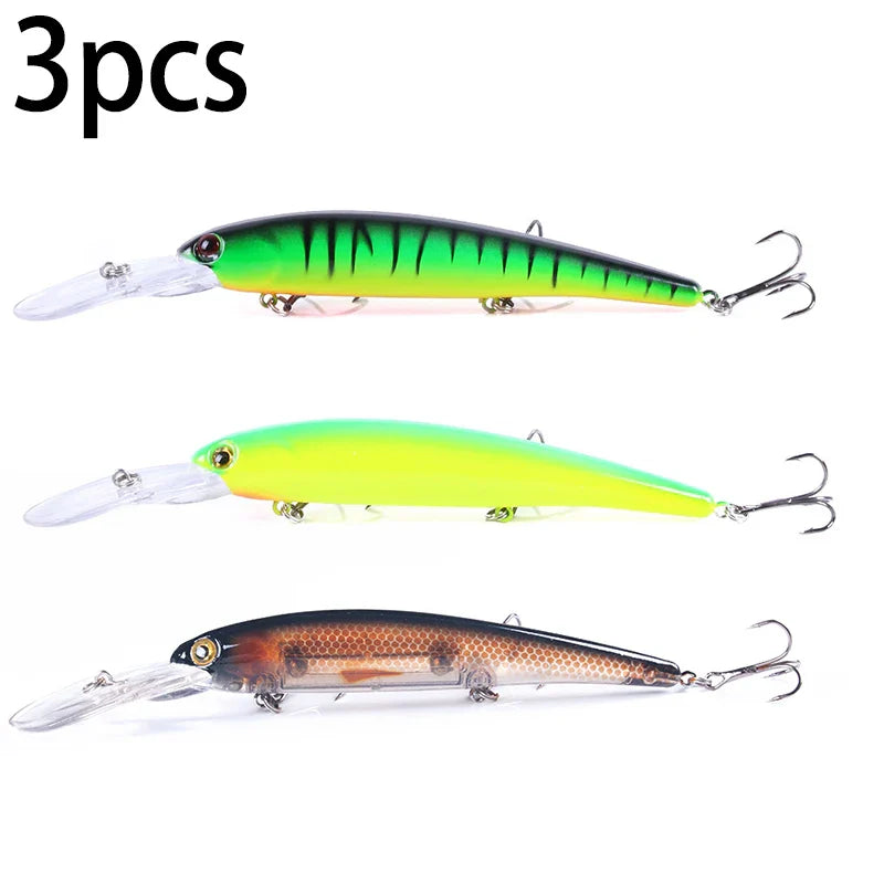 Deep Diving Minnow Wobbler Lure – 16.5cm, 21g, 2.5-4.5m Depth, Bass Pike Perch, 3 Colors