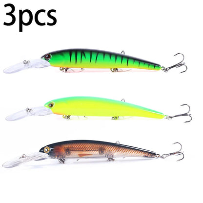 Deep Diving Minnow Wobbler Lure – 16.5cm, 21g, 2.5-4.5m Depth, Bass Pike Perch, 3 Colors