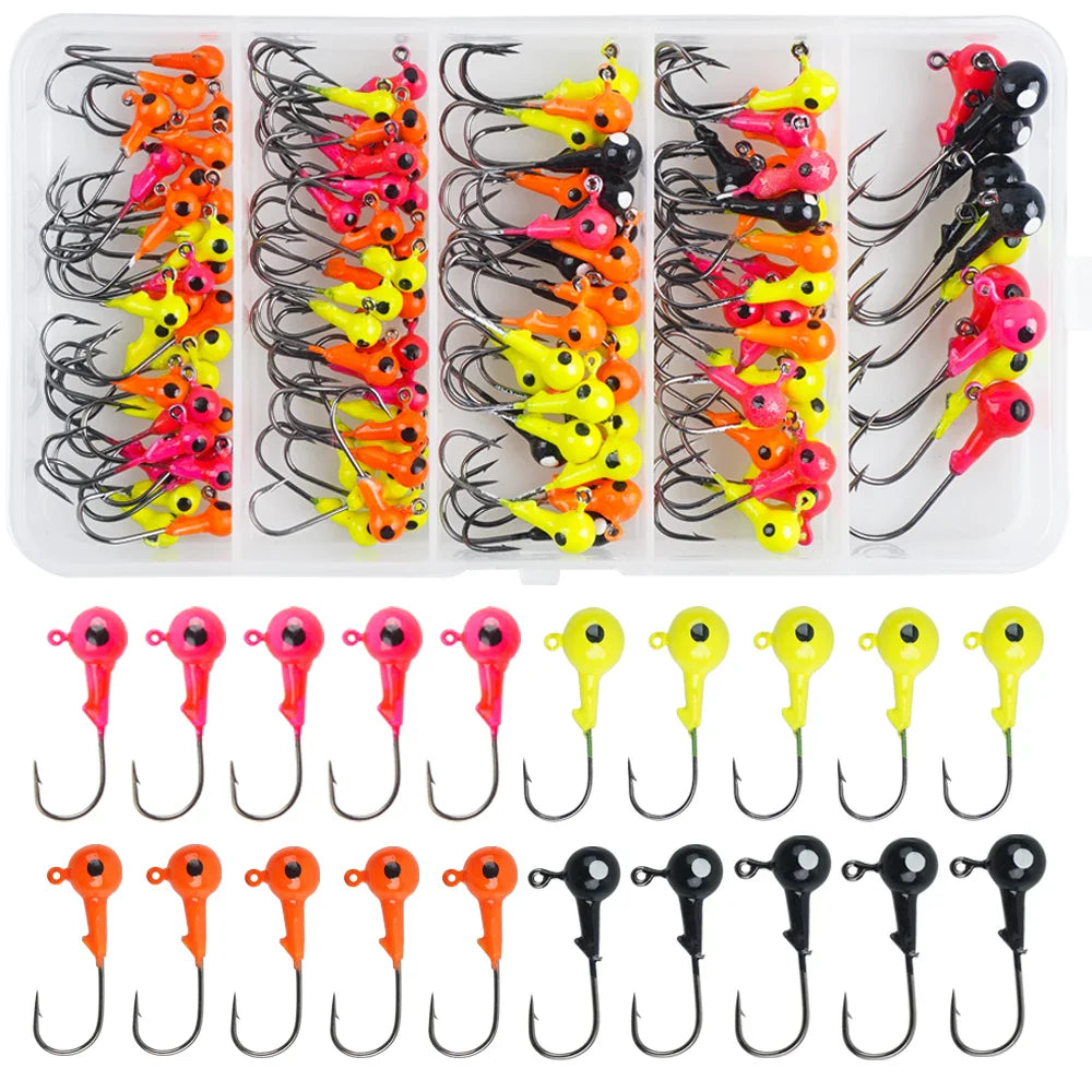 Round Ball Jig Head Hooks – High-Carbon Steel, Worm & Hard Bait Jigs, 43 to 130 Pieces