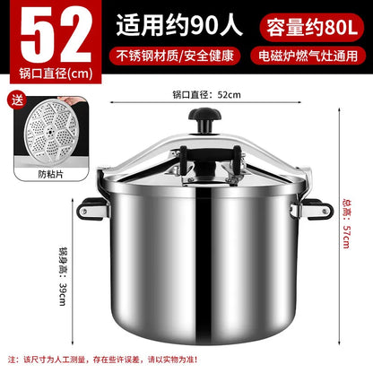 Commercial Stainless Steel Pressure Cooker, Large Capacity Explosion-Proof for Gas/Induction Stove, Restaurant Kitchen Use
