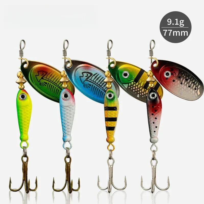 9g Rotating Spoon Fishing Lure – Metal Spinner with Triple Hook for Bass & Carp