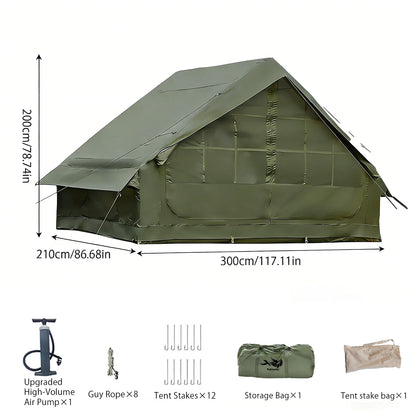 PAKICETUS Inflatable Camping Tent – 4-8 Person Portable 4-Season Waterproof Tent with Windows