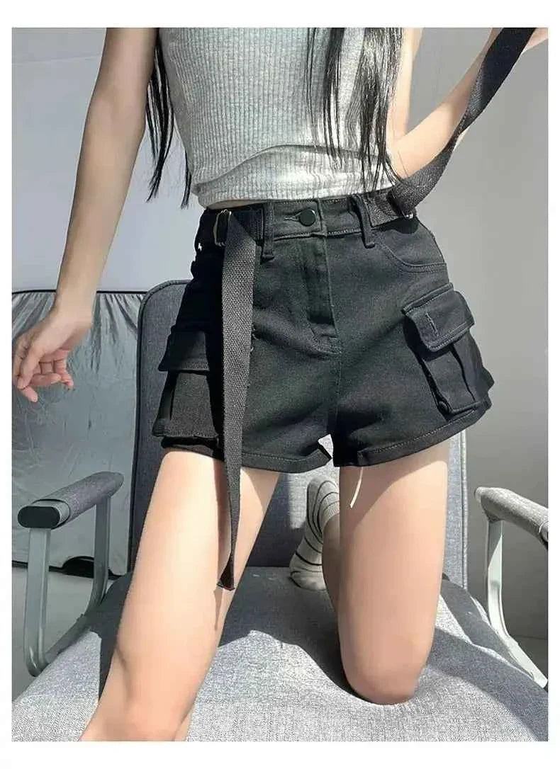 Women's High Waist Mini Skirt Y2K Denim Workwear Shorts Elastic Slimming Summer Hot Pants Trendy plus Size Skirts for Ladies