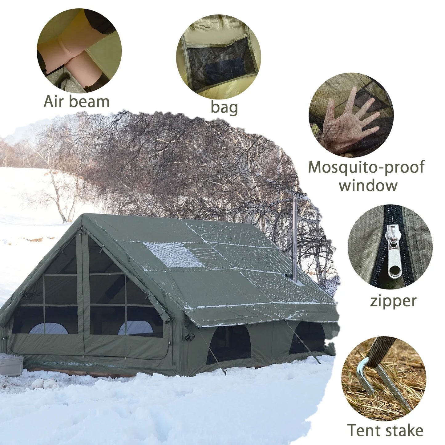 PAKICETUS Inflatable Camping Tent – 4-8 Person Portable 4-Season Waterproof Tent with Windows