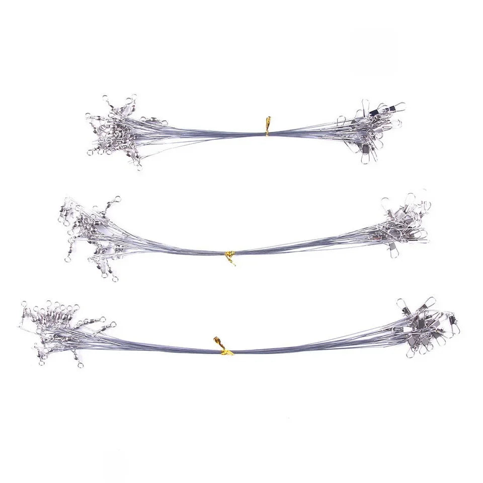 Anti Bite Steel Fishing Line Steel Wire Leader With Swivel Fishing ,  Leash Fishing Wire 15cm 20cm  30cm