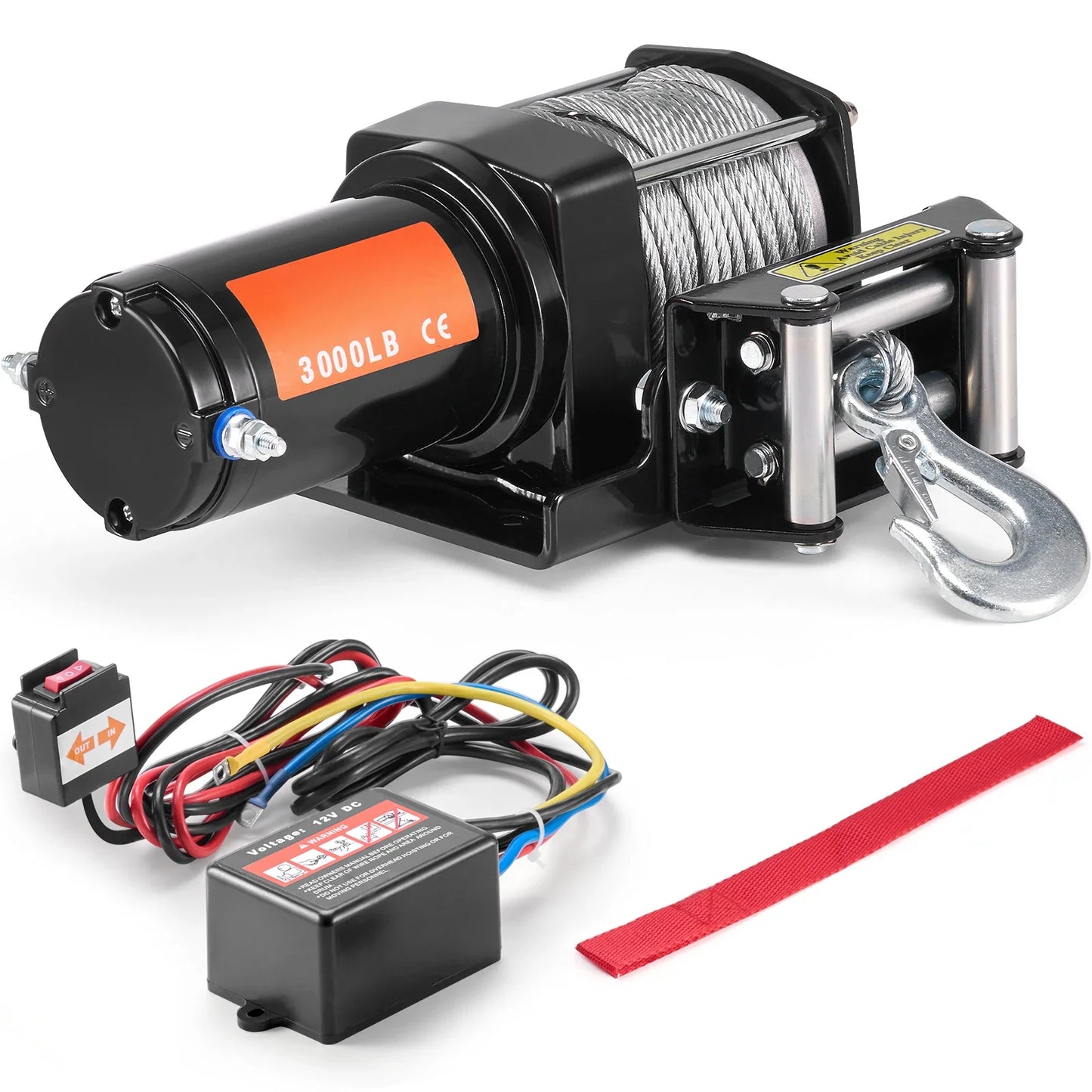 SucceBuy 3000lbs ATV/UTV Electric Winch 12V  Steel Rope Winch with  39 ft Cable Roller Wired Remote Control for Towing Off-Road