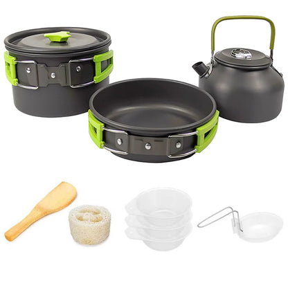 Camping Cookware Set – Anodized Aluminum, Nonstick, Foldable, Lightweight Travel Tableware