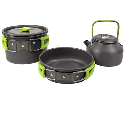 Camping Cookware Set – Anodized Aluminum, Nonstick, Foldable, Lightweight Travel Tableware