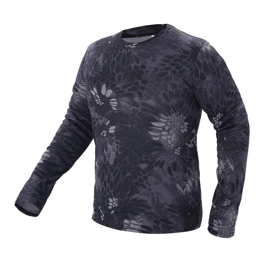 Men's Long Sleeve Camo Hunting Shirt – Anti-Sweat Breathable Sun-Protective Top