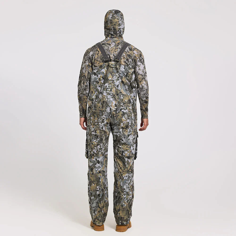 Men's Insulated Waterproof Hunting Bib Overalls – Silent Camo Fabric, 3-in-1 Softshell