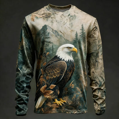 Men's Camo Deer Print Long Sleeve Shirt – Hunting & Outdoor Graphic Tee
