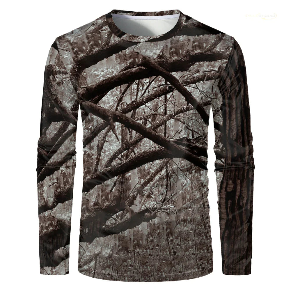 Men's 3D Camo Hunting Long Sleeve T-Shirt – Breathable Quick-Dry Tee