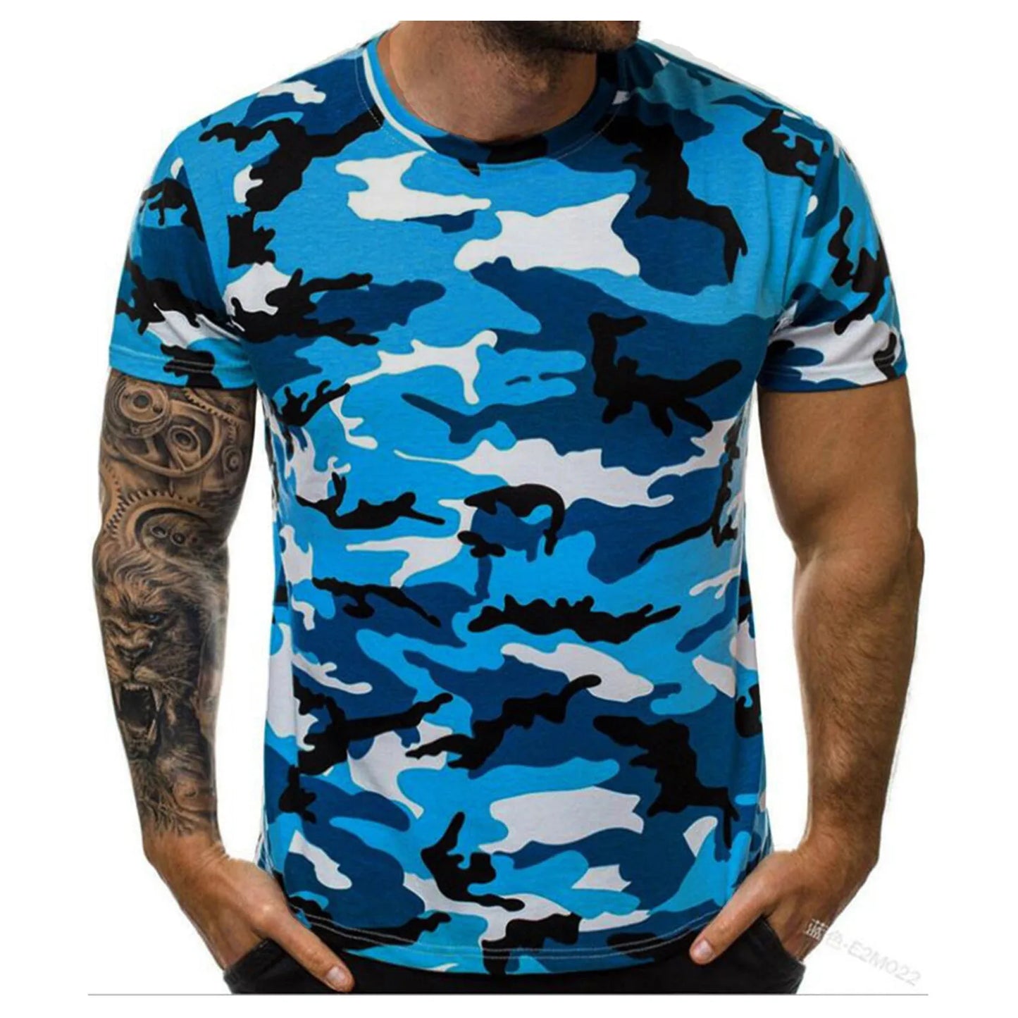 Men's Camouflage T-Shirt – Short Sleeve, Round Neck, Polyester, 4 Colors, XL-5XL