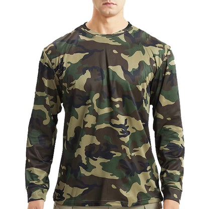 Men's Long Sleeve Camo Hunting Shirt – Anti-Sweat Breathable Sun-Protective Top
