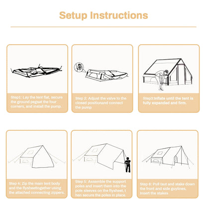 PAKICETUS Inflatable Camping Tent – 4-8 Person Portable 4-Season Waterproof Tent with Windows