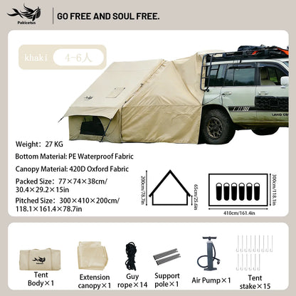 PAKICETUS Inflatable Camping Tent – 4-8 Person Portable 4-Season Waterproof Tent with Windows