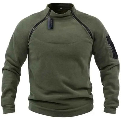 Tactical Sweatshirt Men Thick Double Zipper Fleece Hoodie Pullover Casual Outdoor Sports Long Sleeve Jacket Warm Breathable New