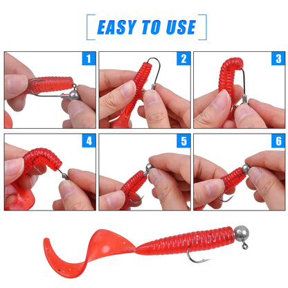 Round Ball Jig Head Hooks – High-Carbon Steel, Worm & Hard Bait Jigs, 43 to 130 Pieces