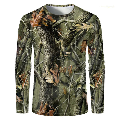 Men's 3D Camo Hunting Long Sleeve T-Shirt – Breathable Quick-Dry Tee