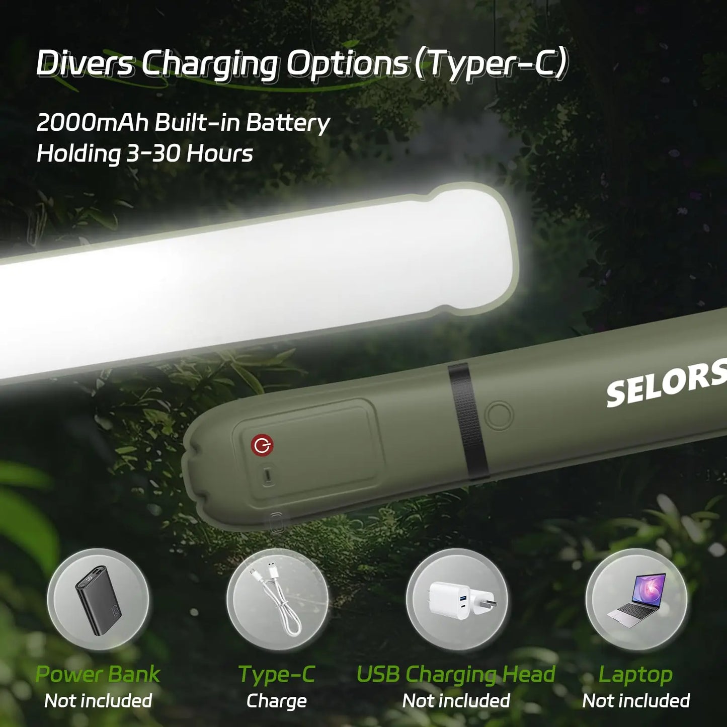 Rechargeable Inflatable Camping Spotlight – IP66 Waterproof, USB-C, Magnetic Base, 4 Variants