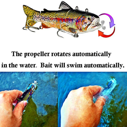 USB Rechargeable Electric Robotic Fishing Lure – 4-Segment Auto Swimbait, 90mm & 130mm