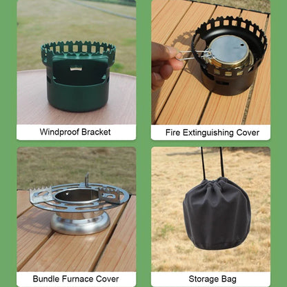 Camping Alcohol Stove with Storage Bag, High Power Windproof Bundled Burner for Backpack, Hiking, Picnic, Climbing