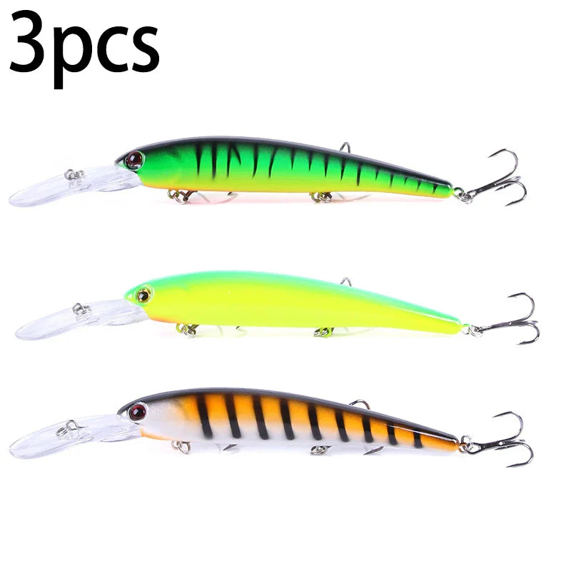 Deep Diving Minnow Wobbler Lure – 16.5cm, 21g, 2.5-4.5m Depth, Bass Pike Perch, 3 Colors