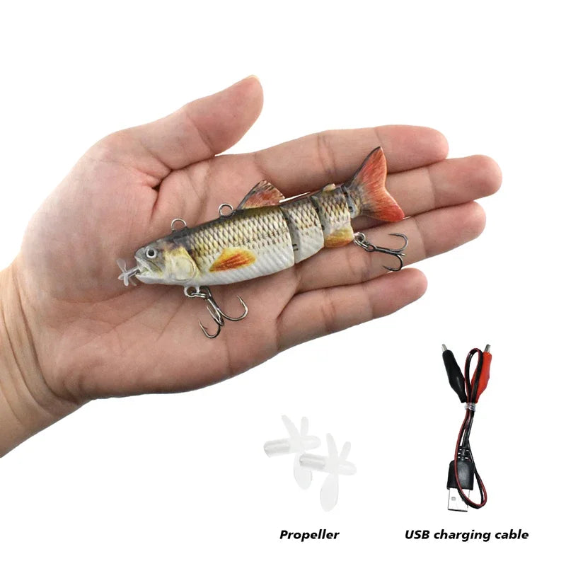 USB Rechargeable Electric Robotic Fishing Lure – 4-Segment Auto Swimbait, 90mm & 130mm