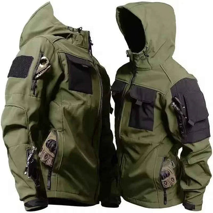 New Autumn WinterTactical Jackets Men Military Soft Shell Waterproof Windproof Hooded Jacket Outdoor Functional Multi-pockets