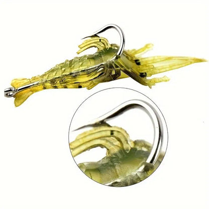 Soft Silicone Shrimp Fishing Lures with Hook – Luminous, Lifelike Action, 10 to 100 Pieces