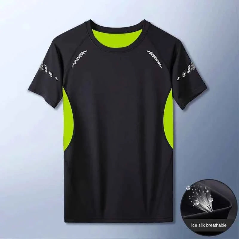 Men's Ice Silk Sun Protection Swim Top – Short Sleeve Summer Rashguard