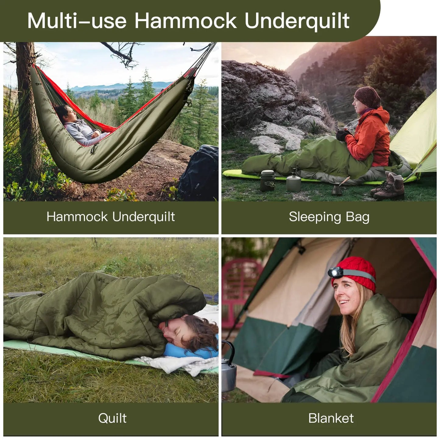 4-Season Hammock Under Quilt – Insulated Sleeping Blanket, Rated 5–20°C