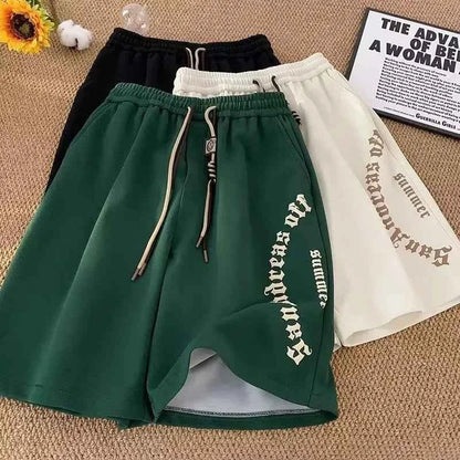 M-5XL Men Shorts Casual Short Pants Oversize Beach Shorts Retro Letters Print Sports shorts