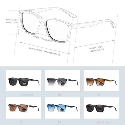 KDEAM All Matching Square Polarized Sunglasses For Men Women TR90 Material Frame Spring Hinges KD398