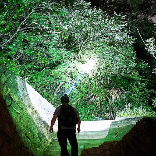 High-Power LED Headlamp with IR Sensor – Rechargeable, 5000m Beam for Fishing & Camping