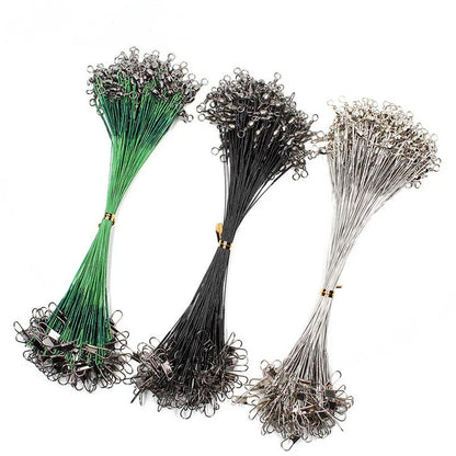 Anti Bite Steel Fishing Line Steel Wire Leader With Swivel Fishing ,  Leash Fishing Wire 15cm 20cm  30cm