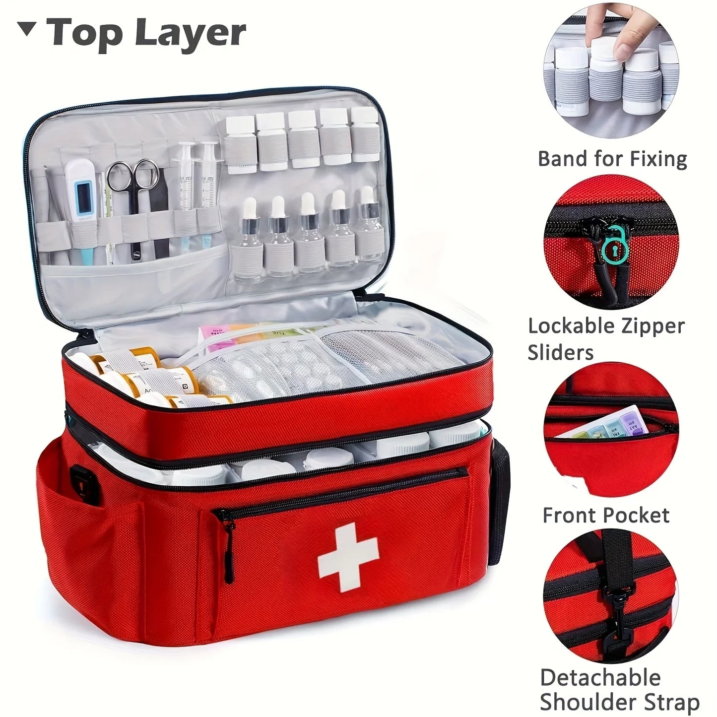 Portable Travel Medicine Storage Bag – Double-Layer Emergency Kit Organizer