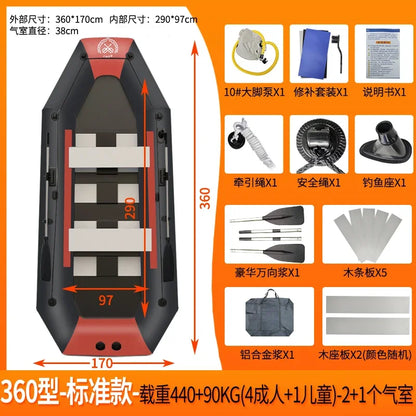 Inflatable Fishing Kayak – PVC Canoe Boat for 1–6 Persons (1.75–3.6m)